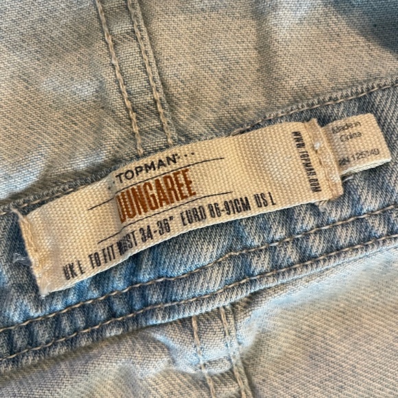 Topman Dungaree Denim Short Overalls Size Large - Picture 2 of 12